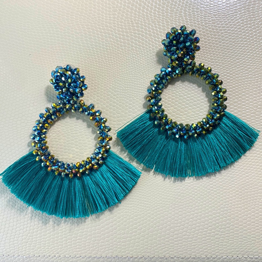 Teal Green Lightweight Statement Earrings